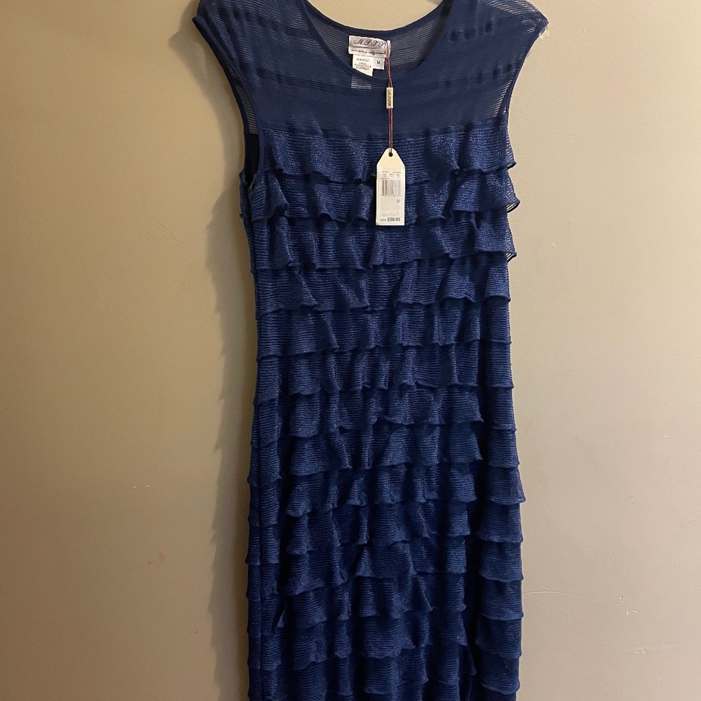 Blue Tiered Sheath Party Dress